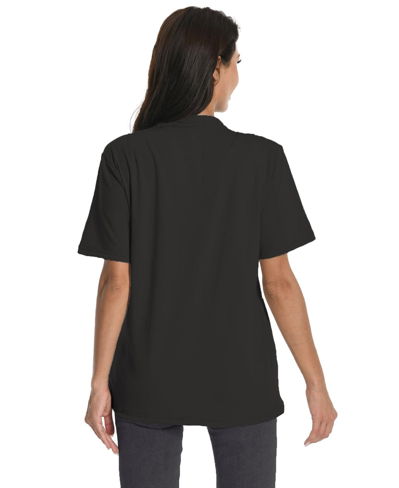 Post Mastectomy Zip Up Shirts with Drain Pockets Surgery Recovery Must Haves Clothing Comfy Short Sleeve Shirts Black Large