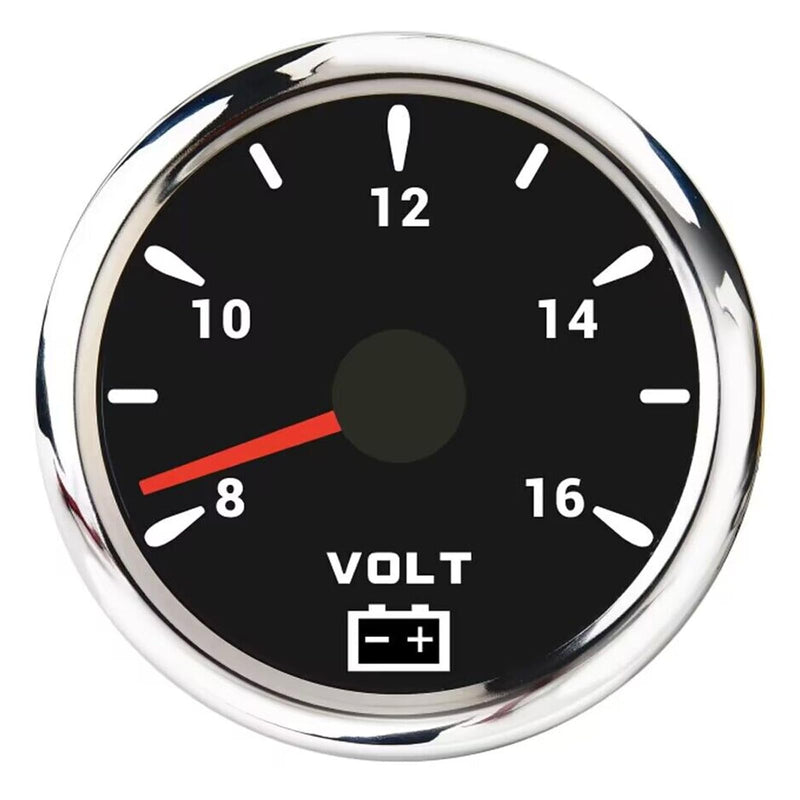 Geloo 52MM Boat Volt Meter Gauges 8-16V Car Voltmeter Gauge Waterproof Voltage Indicator with 7 Colors Backlight for Boat Car Truck Marine Volt Gauge 2 inch 9-32V Universal Black & Silver