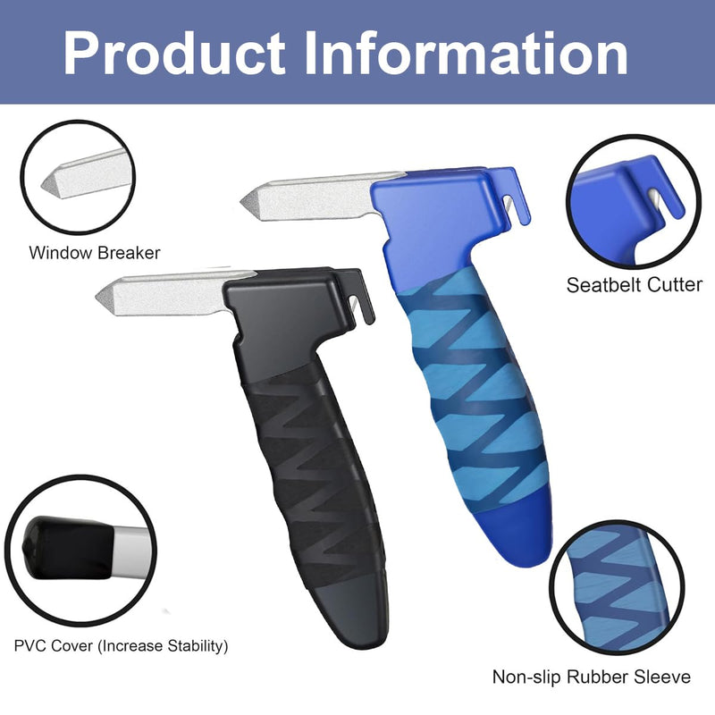 2 Pack Car Door Handle for Elderly, Door Grab Handle Assist, Ultra Grip Mobility Handle for Car, Car Door Latch Bar for Easily Get Out of Car, Anti-Slip Design, Black/Blue Black+Blue Handles