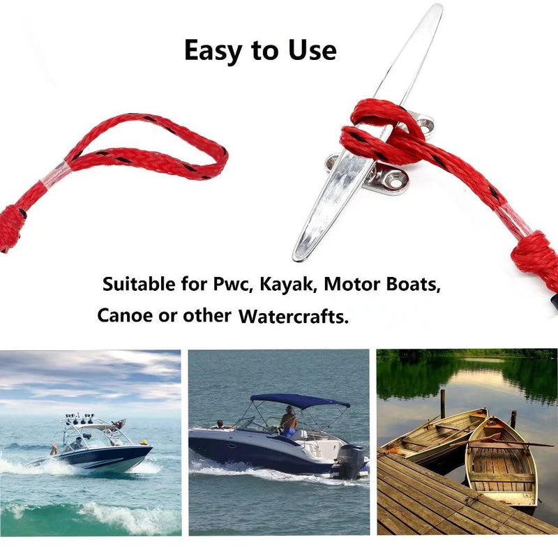 Bungee Dock Lines for Boat Shock Absorb Dock Tie Mooring Rope Boat Accessories 4-5.5 ft,4Pack (RED&Black spot) RED&black spot