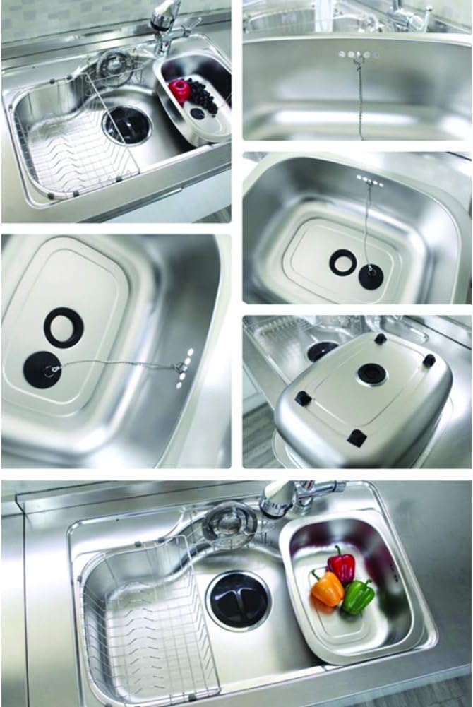 Stainless Steel Dishpan 9.9L/ Large Washing-up Bowl 9.9L, Multipurpose Kitchen Sink Bowl, Dish Tub, Vegetable Washing Basin (15.35L x 11.8W x 4.72H inches) / Rubber Cap Type WaterSpout Type
