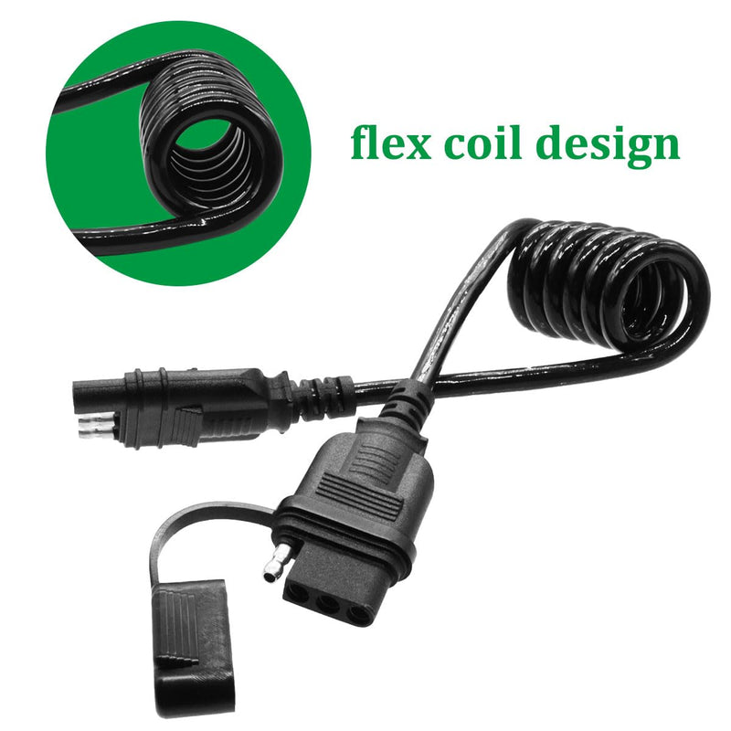 4 Way Flat Trailer Extension Coiled Cable, 4 Pin Trailer Wire Extension Harness Male and Female Stretchable Coiled with Dust Cover 36"/3 FT 18 Guage
