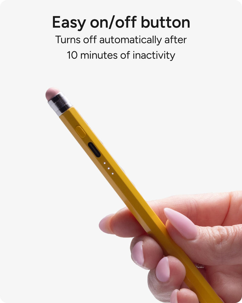 ZAGG Oxford Stylus for iPad Pro 11/13 M4 M5, iPad Air 11/13 M2 M3 M4, iPad 10/9/8/7/6th Gen/A16, Mini 6/5 A17 Pro—Pencil with Palm Rejection, Tilt Sensitivity, & Fidget Clicker Gen 3 Yellow