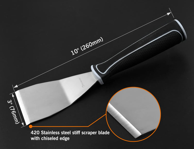 ROLLINGDOG 2PC 3 Inch Pole Scraper - Stainless Steel Bent Blade With Anti-Slip Rubber Handle, Heavy Duty Paint Remover Scraper Tool 2pcs Paint Scrapers