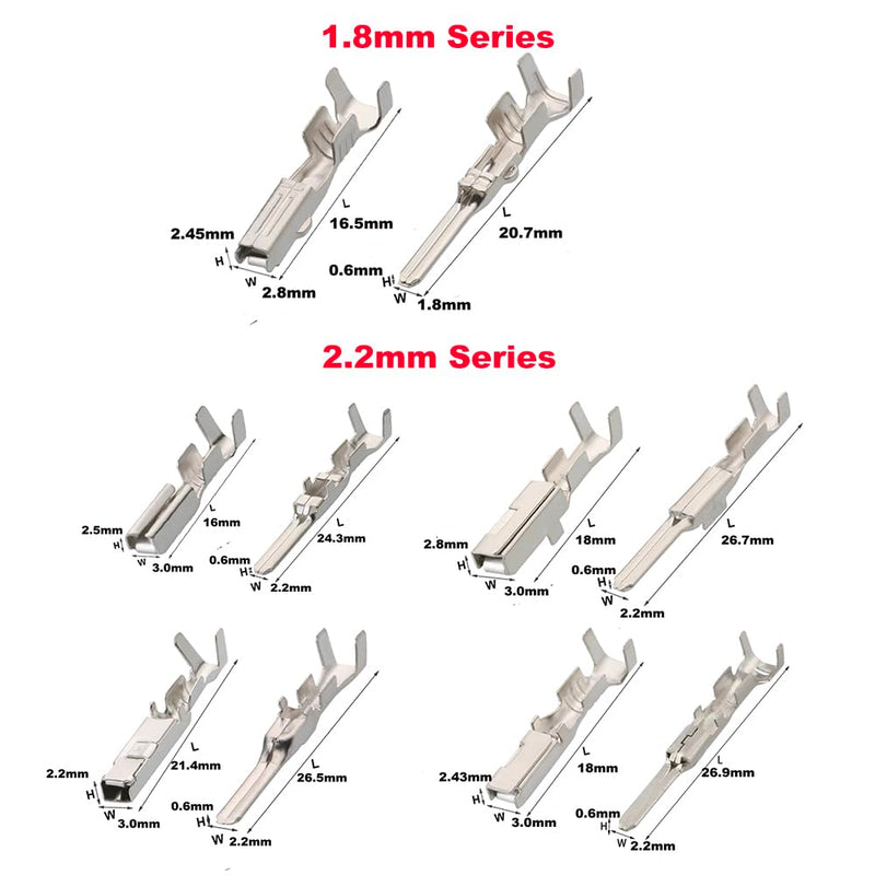 500Pcs Connector Pins Kit Terminal Pin Automotive Car Electrical 1/1.5/1.8/2.2/2.8/3.5mm Pins Male&Female Wire Pins, Wire Seals, Removal Tool kit…