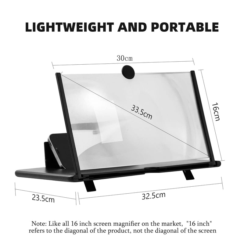 Screen Magnifier for Cell Phone, 16" Phone Magnifying Screen 2023 Upgraded HD 3D Phone Screen Amplifier Phone Stand with Screen Enlarger Compatible with All Smartphones for Movies Videos Gaming 16 Inch