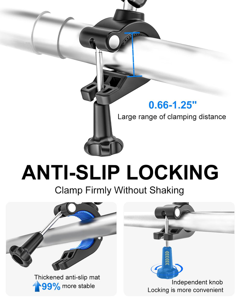 Truck Phone Mount for A Pillar Grab Handle [Anti-Shake] Metal Adjusting Arm Phone Holder Clip for Car, Semi Truck, Pickup, SUV, Van, Tractor, Excavator, Front Loader, Fit for iPhone 17 16 15