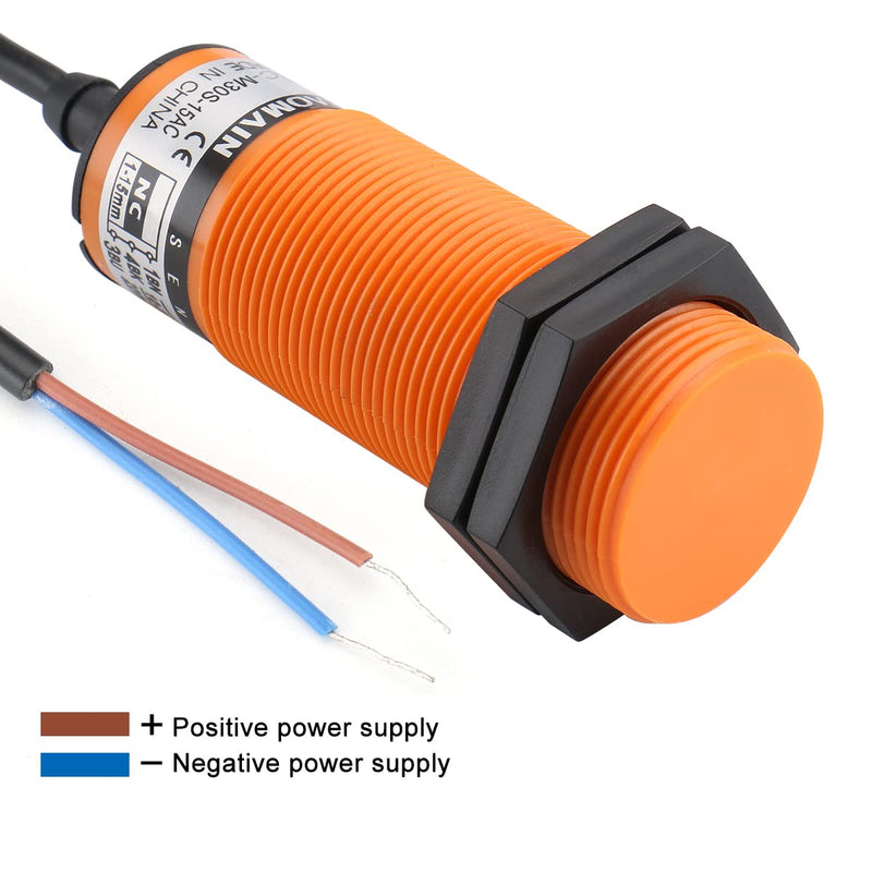 Baomain Capacitive Proximity Sensor, Cylindrical M30 Plastic, Sn 15 mm, 220V, NC Contacts, Cable 2 mm, 2-wire BMC-M30S-15AC