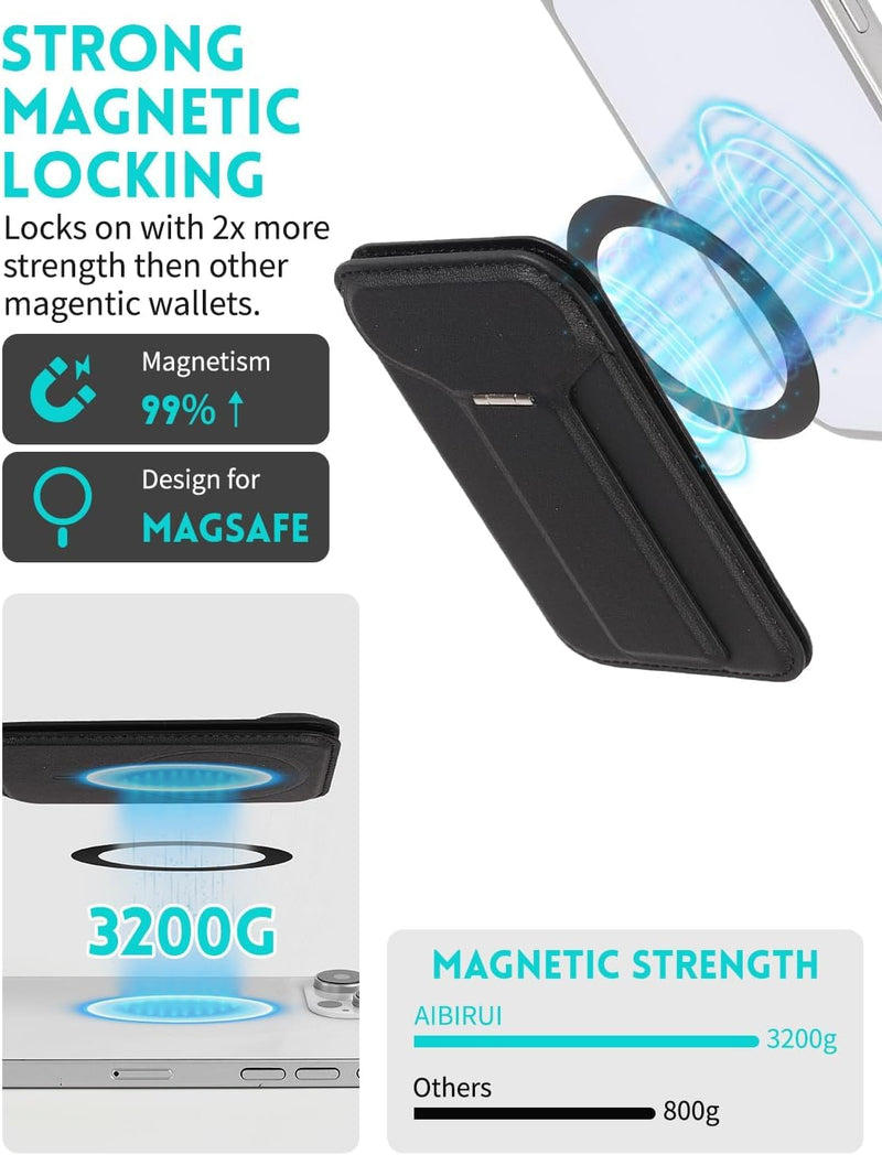 Cell Phone Wallet,Magsafe Wallet with Stand,Thin Wallet Lightweight Black-02