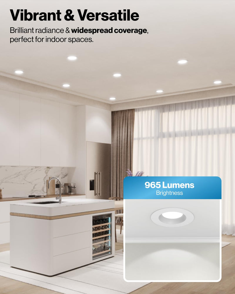 Sunco 4 Pack 5/6 Inch Smooth LED Retrofit Downlight, 965 Lumens, 2700K Soft White, 13W Dimmable, Damp Rated, Bedroom Living Room Bathroom, 120V - UL, FCC, RoHS 5 CCT in One (2700K, 3000K, 3500K, 4000K, 5000K)