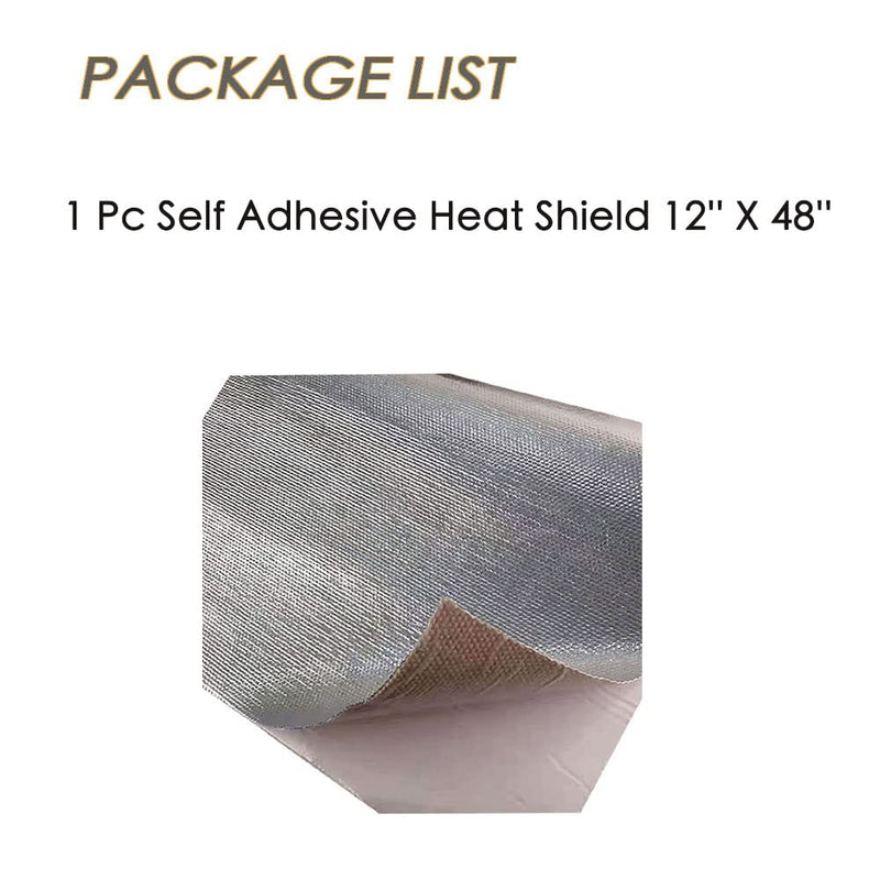 Aluminum Backed Aluminized Self Adhesive 12'' X 48’',Fiberglass Thermal Insulation Material High Temp Protection 12 x 48 Inch