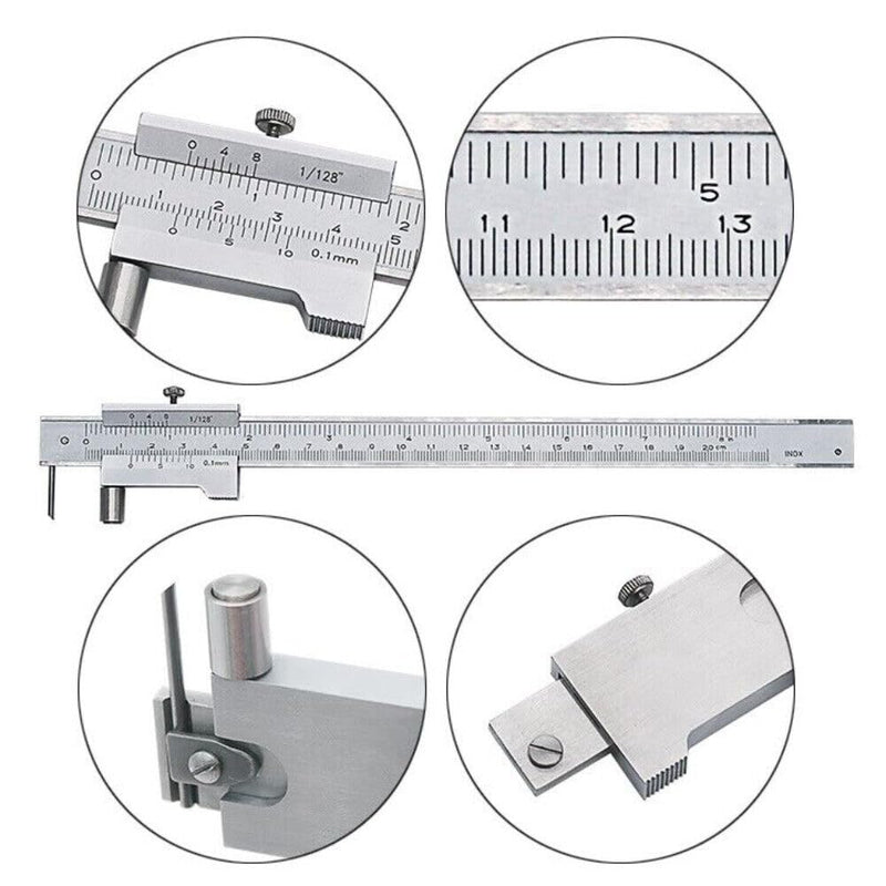 Metal Scribe Calipers, 0-8 inch Carbide Parallel Crossed Vernier Caliper, Marking Gauge with 2Carbide Needle Marking Tool for Metal,Wood and Most Materials Scribing