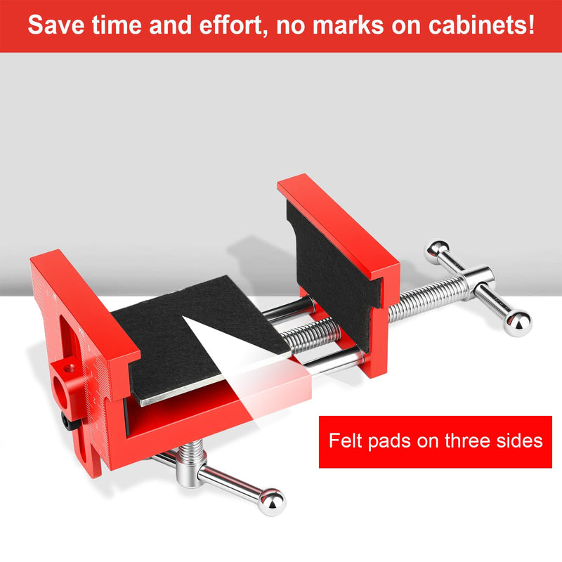 2Pack Cabinet Clamps for Installing Cabinets, Face Frame Clamps & Claw for Cabinet, Essential Cabinet Tools with 3 Sizes Hole Drilling Guide for Precise Alignment & Installation