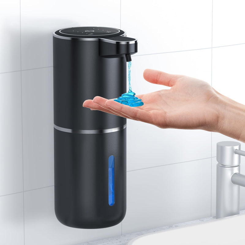 Automatic Soap Dispenser Touchless Automatic Liquid Soap Dispenser 4 Adjustable 1200mAh Soap Dispensing Levels Wall Mount for Kitchen and Bathroom Black Gel