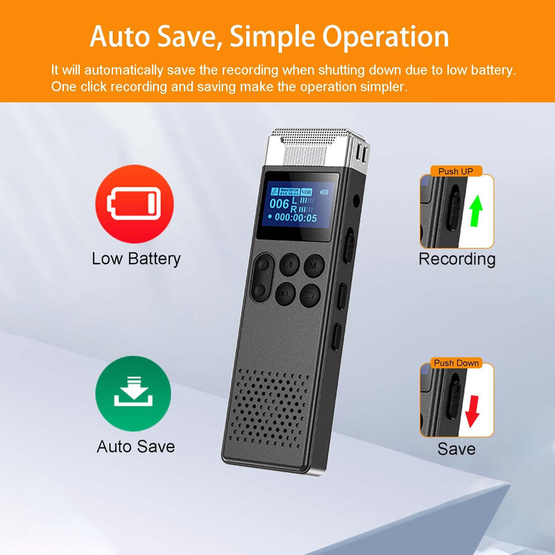 160GB Digital Voice Recorder with Playback Voice Activated Recorder for Lectures Meetings Interviews Portable Sound Audio Recorder Recording Device with Built-in Speaker A-B Repeat MP3 Player