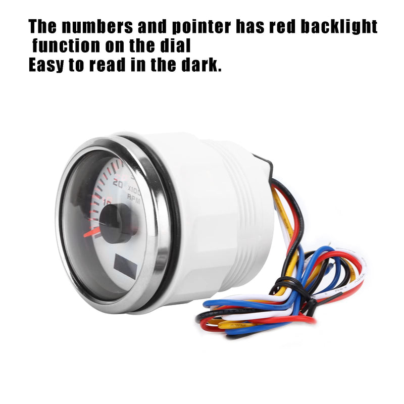 52mm Pointer Tachometer Gauge 6K RPM Tacho Meter IP67 Waterproof Universal Tacho Meter for 1 to 8 Cylinder Motorcycle Car Boat Gasoline Engine