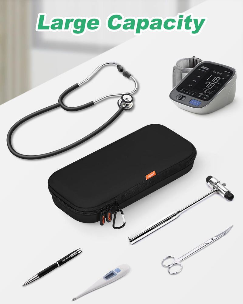 Black Stethoscope Case for 3M Littmann Classic III/Cardiology IV/MDF Acoustica Stethoscopes - Shockproof Hard Stethoscope Bag Large Travel Carrying Case for Medical, Doctor, Nurse Accessories Black L - 11.8" L x 5.1" W x 2.4" H