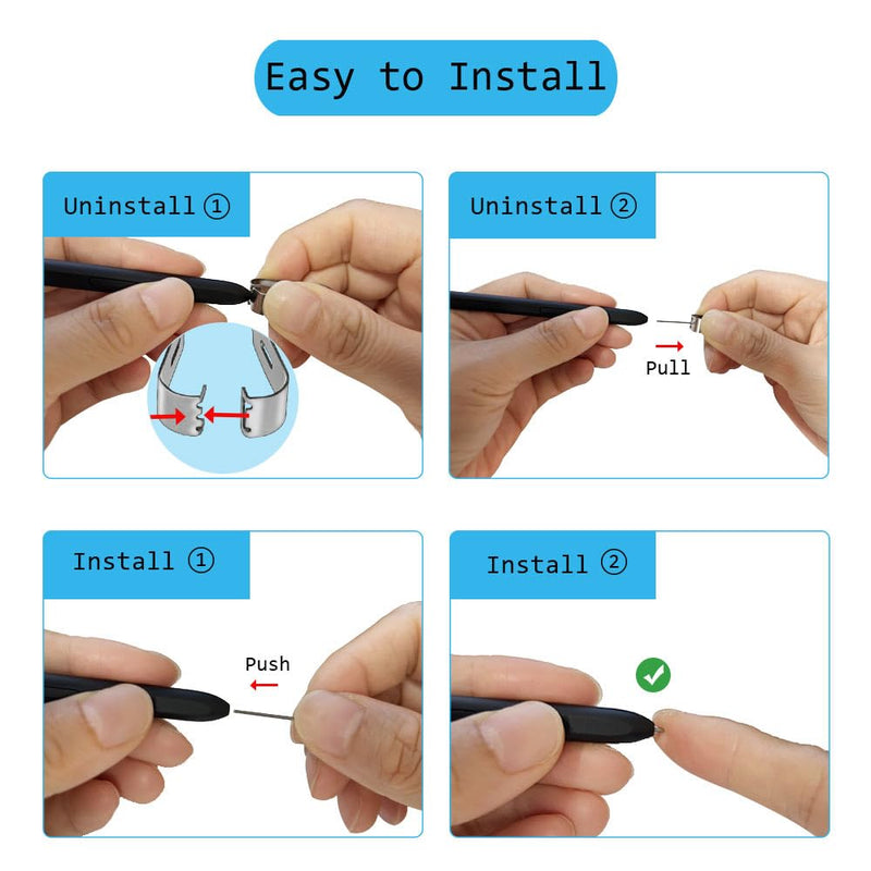 Pen Tips Replacement Compatible with Remarkable 2 Marker Plus pencil, Pencil Nibs Compatible with Kindle Scribe Basic and Premium Pen (2 PCS Metal Tips, 10 PCS 2B Tips)