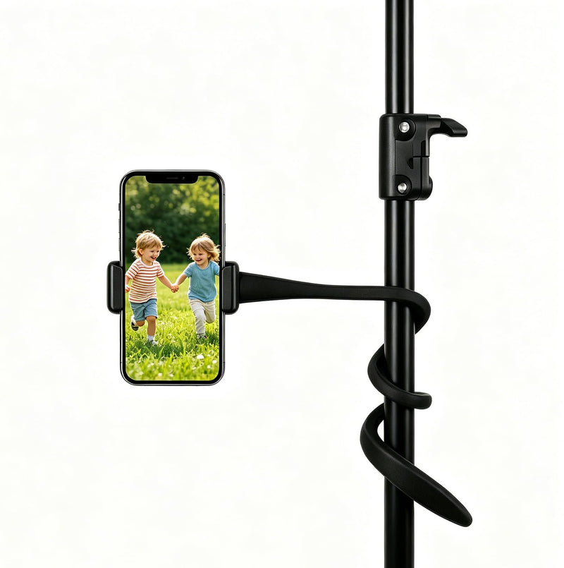 Portable Flexible Phone Holder for Stroller Handlebar, Treadmill, Spin Bike, Shopping Cart, Bed, Car, Table, Compatible with iPhone Android Phone Mount