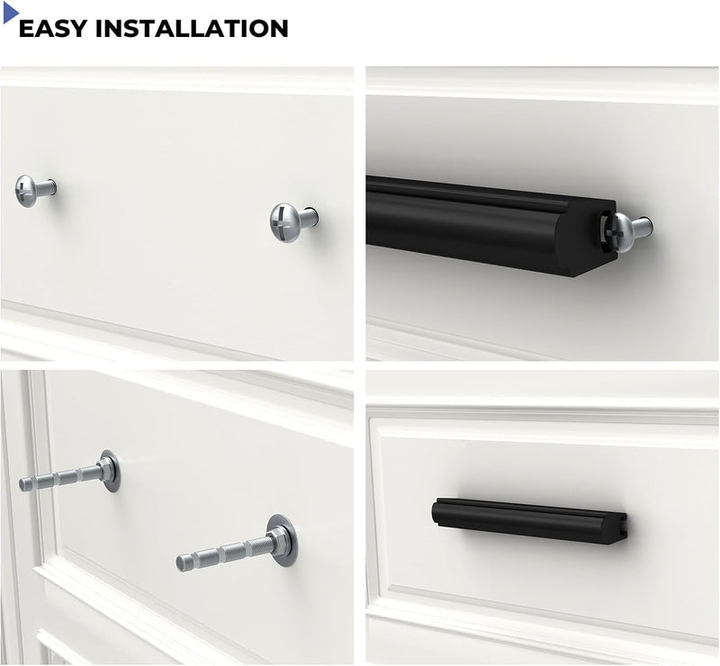 Peaha 10 Pack Adjustable Black Cabinet Pulls (25-102mm) Hole Distance Drawer Pulls, Adjustable Cabinet Pulls for Kitchen Cabinets 25-102mm