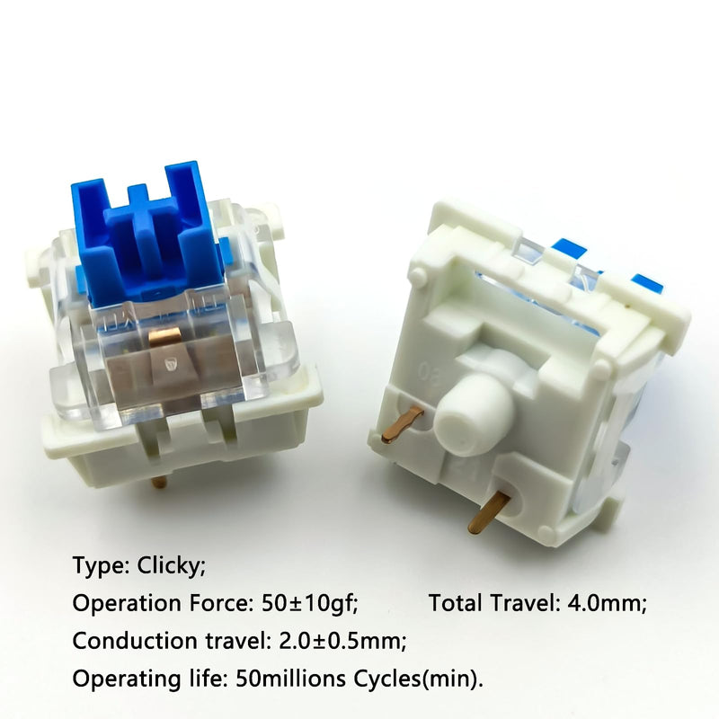 Outemu(Gaote) Blue Switches for MX Mechanical Gaming Keyboard,3-Pin 50gf Clicky/RGB/DIY Replaceable/Dustproof Switches(Blue,108pcs) 108pcs