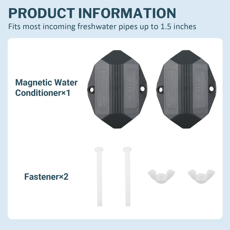 Magnetic Water Softener & Conditioner – Salt-Free Water Descaler for Hard Water Treatment | Easy Install, Eco-Friendly Water Softener System for Home & Apartment Plumbing