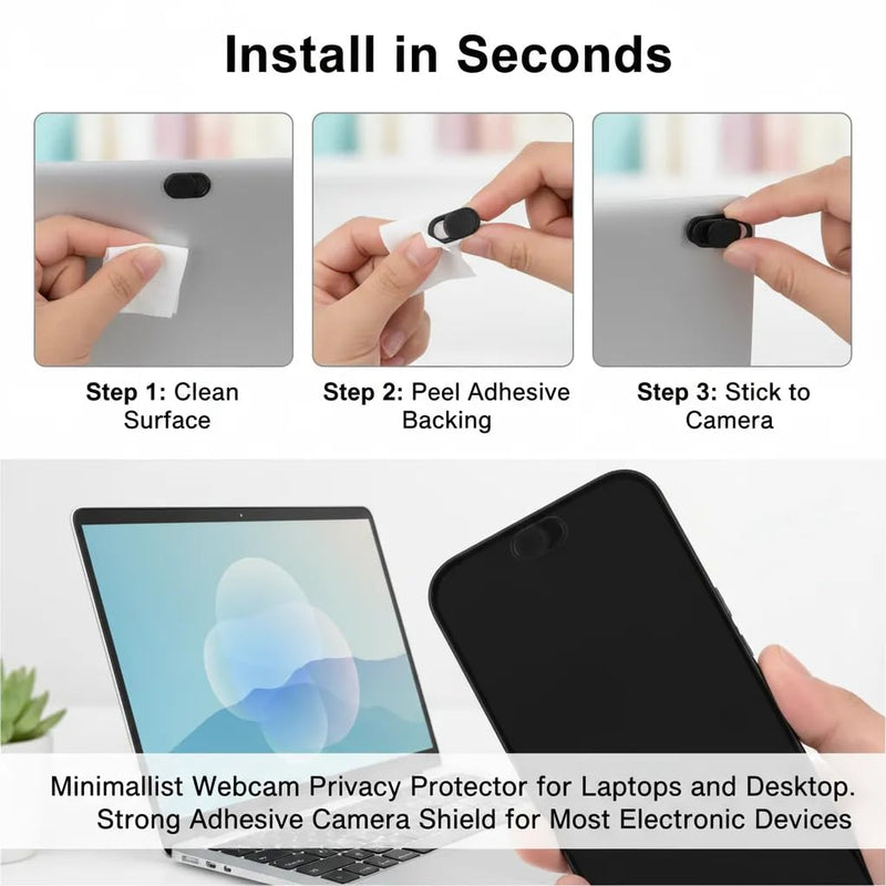 25Pcs Camera Cover Slider, Webcam Privacy Protector for Laptops | Slides open/close easily, Fits most laptops, tablets, phones, Protects privacy from hackers, Reusable