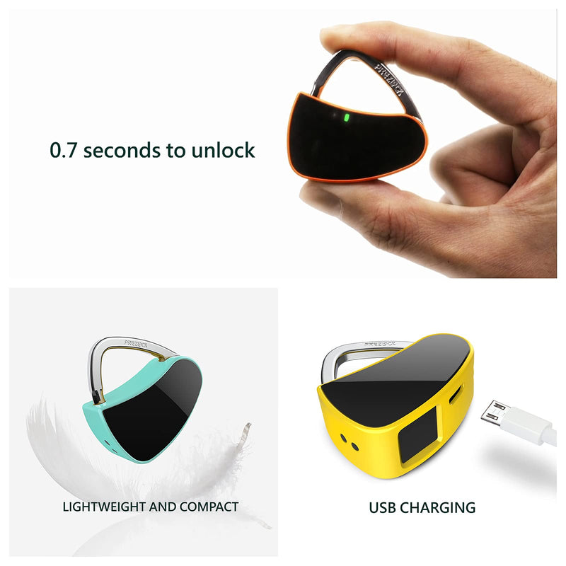Fingerprint Padlock, Smart Padlock with Keyless Biometric, Colorful, Fashionable Lock, Compact Lock, USB Rechargeable,1Pack. (Vivid Graphite) Vivid Graphite