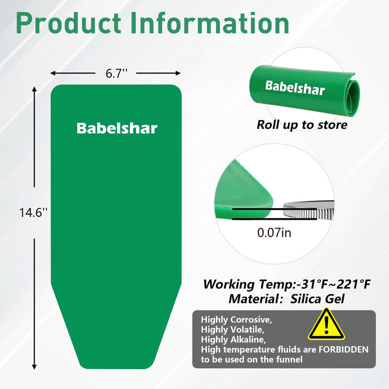 Babelshar Foldable Flexible Funnel for Oil Change, Form a Funnel for Automotive Use, Large Flex Oil Filling and Draining Tools, Spill-Free, Easy to Clean, for Lawnmower Motorcycle Snowplow Truck Green