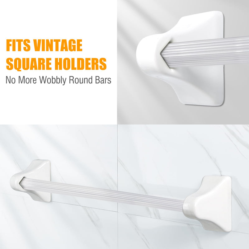 24 Inch Clear Replacement Towel Bar for Ceramic Holder - Cut to Fit Any Size, Spring Loaded Adjustable Plastic Towel Rod for Porcelain Holders, No Demolition Installation