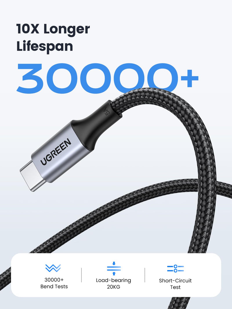 UGREEN USB C to USB C Cable, 100W 2-Pack USB C Charger Cable for iPhone 17/17 Air/17 Pro/17 Pro Max, MacBook Pro, iPad Pro, Dell XPS, Samsung Galaxy S25/S24/S23 Ultra, Switch, Pixel, 10FT Black