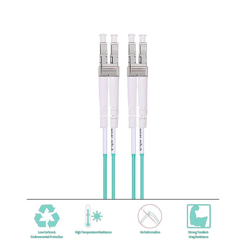 QSFPTEK OM3 LC to LC Fiber Patch Cable, 10GB Duplex LC-LC 50/125um Multimode Fiber Optic Cord LSZH 4 Meter(13.28ft)-4pack 4M 4pack