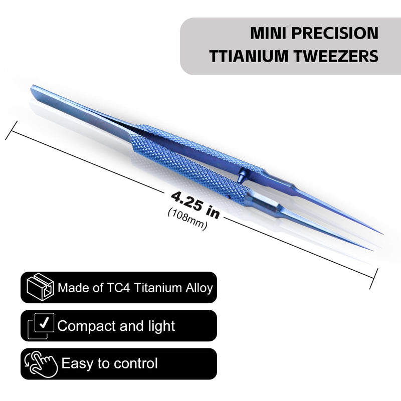 4.25'' Small Titanium Tweezers Sharp Fine Tip Tweezers Non-magnetic Micro Precision Tweezers for Soldering Electronics Work Jewelry Making
