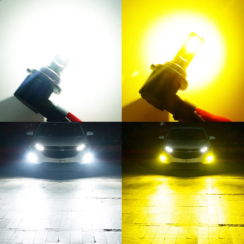 D-Lumina H10 Switchback LED Fog Light Bulbs, 8000 Lumens 40W 300% Brightness Dual Color 6000K Xenon White/3000K Golden Yellow, 9145 9140 9045 9040 LED Fog Light DRL Bulb Upgrade Replacement, Pack of 2 Golden Yellow ＆ White
