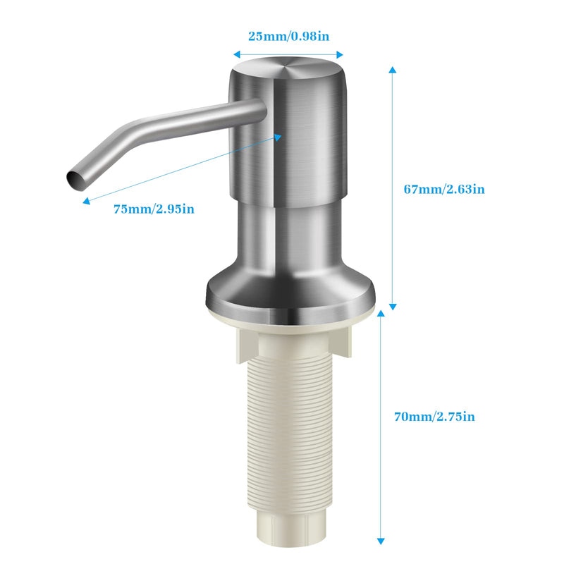 Soap Dispenser for Kitchen Sink and Extension Tube Kit, Stainless Steel SoapDispenser with 47 Inches Tube Connects Directly to Soap Bottle, Hand and Dish Soap Dispenser Pump （Brushed Nickel） Brushed Nickel With 47" Tube Kit