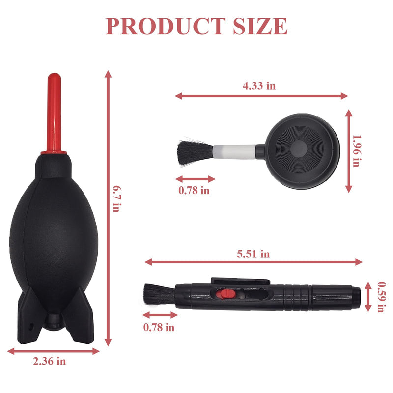 Camera Lens Cleaning kit with Lens Cleaning Pen, Camera Air Blower, 2 Pcs Rubber Rocket Air Blower Duster, Camera Accessories for Lens, Camera, Telescope, Phones (4) 4