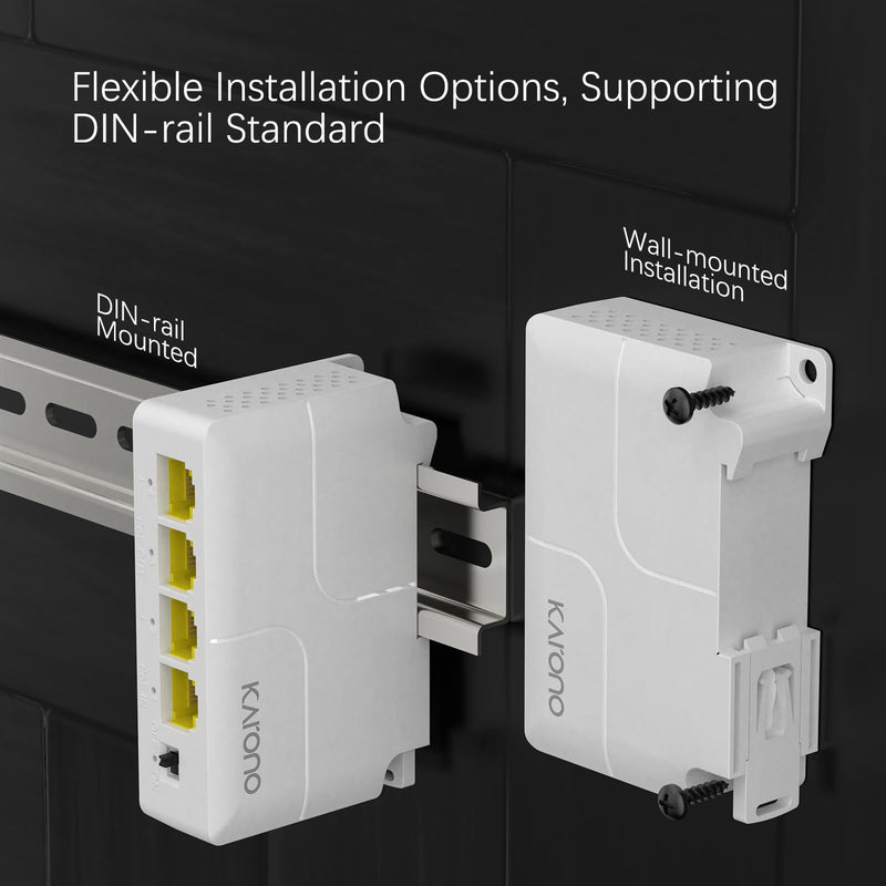 4 Port Gigabit PoE Extender / Repeater with 3 PoE Out, 1000Mbps Support IEEE802.3af/at, VLAN, Din-Rail & Wall Mount POE Passthrough Switch / Booster, Plug and Play