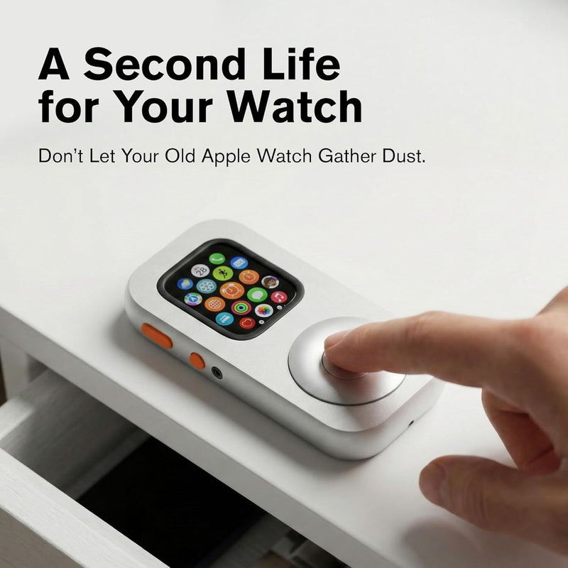 RePod Aluminum Case for Apple Watch S10/11 46mm Protective Cover | Retro Music Player Design; Functional Mechanical Scroll Wheel; Premium CNC Metal Handheld Guard; Silver Watch Accessory 46MM - Series S10/11