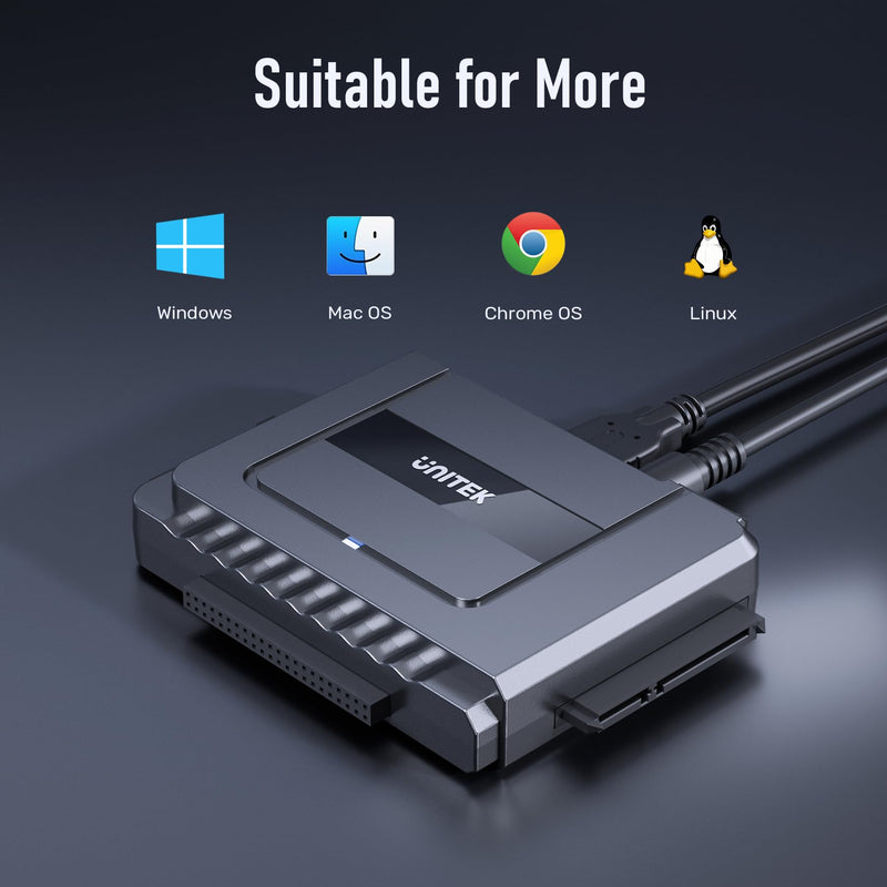 Unitek USB C to SATA IDE Adapter - External Hard Drive Adapter Converter Kit for Universal 2.5/3.5 inch HDD/SSD Hard Drive Disk, DVD-ROM/CD-ROM/CD-RW, with USB A Connector & 12V/2A Power Adapter