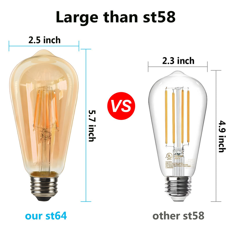 ASOKO LED Dimmable Edison Light Bulbs 4W Vintage Light Bulb, 2200K-2400K Warm White (Amber Glass), Antique LED Edison Bulbs, Squarrel Cage Filament,ST64, E26 LED Bulb Base Amber 4w 12 Count (Pack of 1)