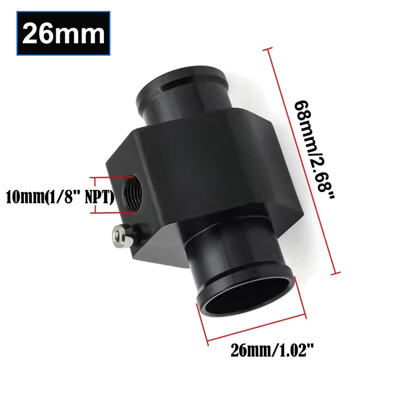 Temperature Gauge Radiator Sensor Adapter with Hose Clamps for Water Temp Joint Pipe (26mm) 26 mm