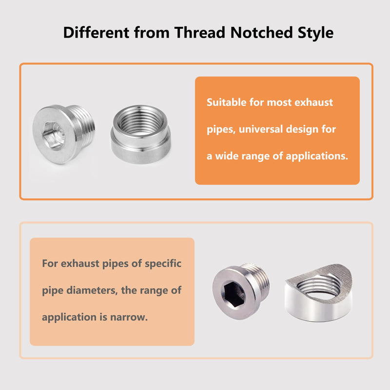 O2 Oxygen Sensor Bung and Plug 304 Stainless Steel M18-1.5,Oxygen Sensor Bung Stepped Style with Plug, Suppied by Hohnnyreet (2, Silver, M18 X 1.5) 2
