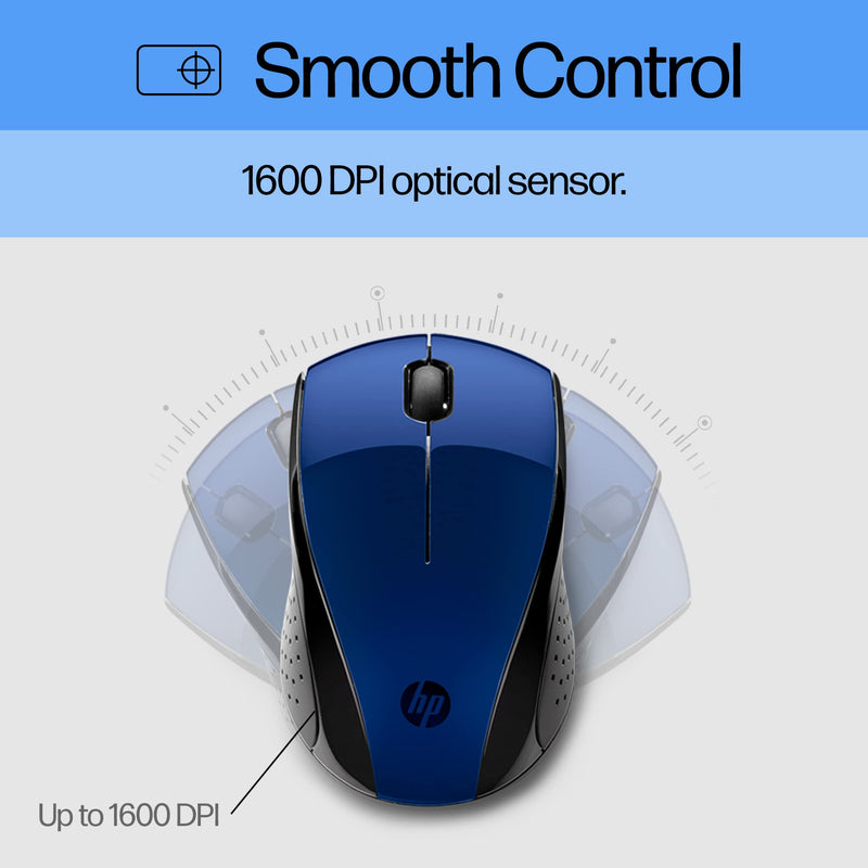 HP X3000 G3 Wireless Mouse - Blue, 15-Month Battery, Side Grips for Control, Travel-Friendly, Blue LED, Powerful 1600 DPI Optical Sensor, Compatible with Wins PC/Laptop, Mac, Chromebook (683N8AA#ABL) New Version