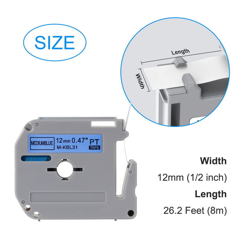 6 Fluorescent Color Compatible Label Tape Replacement for Brother P Touch M Tape 12mm 0.47 M Compatible with P-Touch PT-M95 PT-90 PT-70 PT-65 PT-85 Label Maker Refills