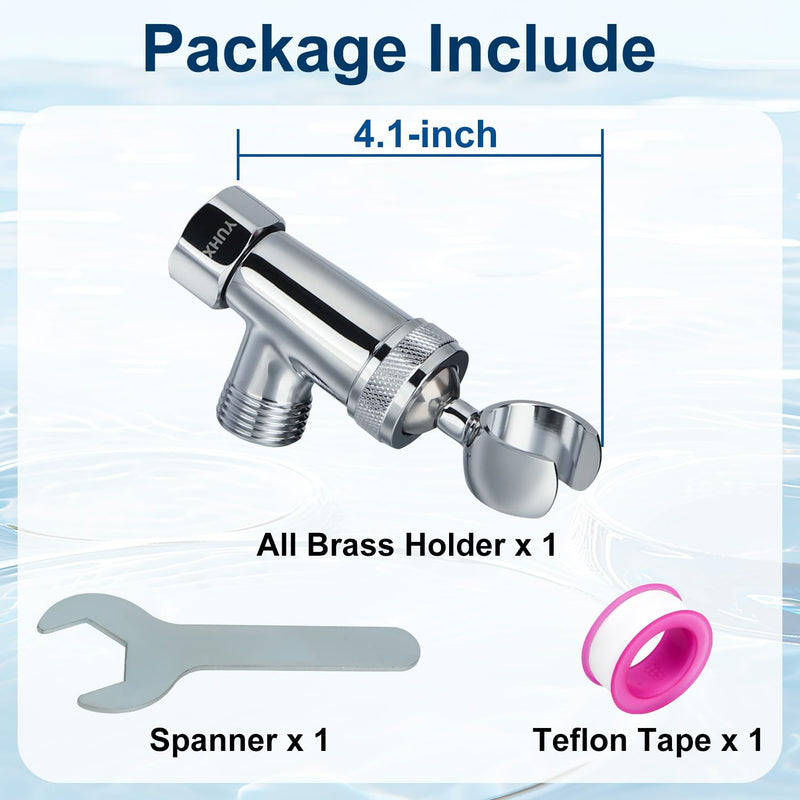 Shower Head Holder All Metal, Brass Adjustable Shower arm Bracket for Handheld, Hand held Showerhead Holder (B-Style Shower Arm Mount Premium Chrome B-Style Chrome