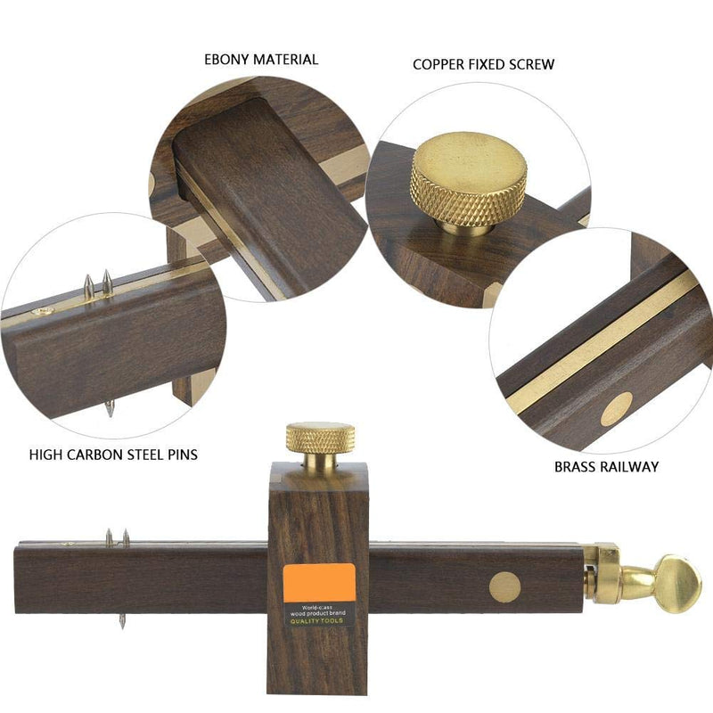 Marhynchus Cutting Gauge Woodworking Project Kits Marking Tools Mark Scraper Scribers Ebony+Pure Copper 8 inch Line Drawing Measuring Tools Scribing Gauge