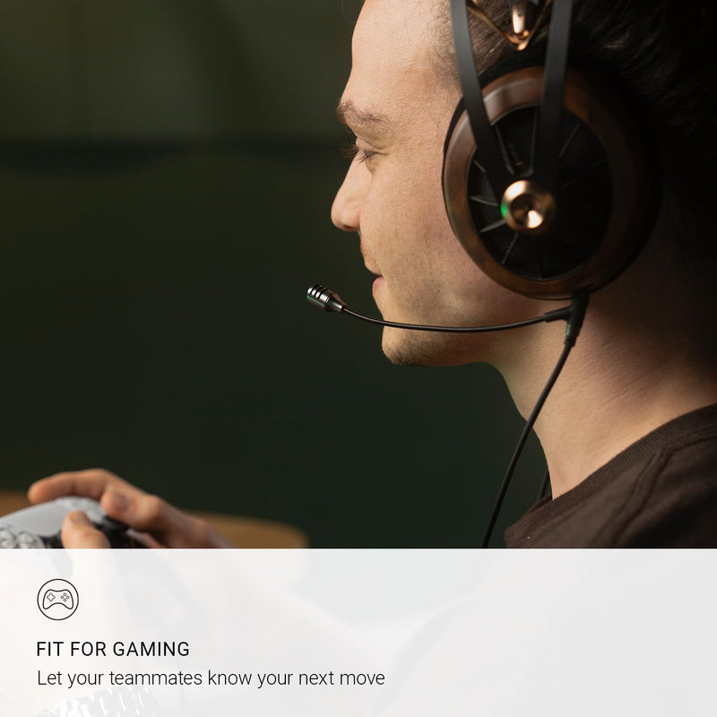 MEZE AUDIO | Boom Mic | Omnidirectional Clear Audio Plug-and-Play Boom Microphone | for Gaming and Remote Work | 3.5mm Male to Dual TS Mono 3.5mm Male Connector Plug | Cable Length 2.50m/8.2ft 3.5 mm Boom Mic