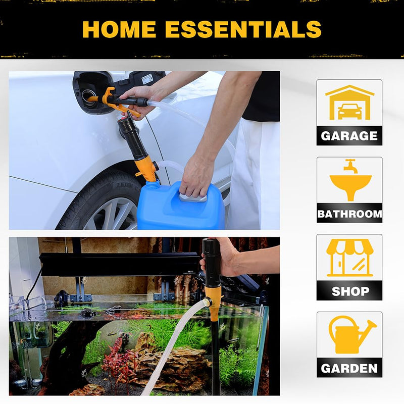 ELEAD Portable Battery Powered Pump - Electric Fuel/Water Transfer Pump 2.2 GPM, Liquid Siphon Pump with Adjustable Flow Control, Gas Pump with Filter Design, Gas Can Pump Ideal 2.2 GPM Yellow