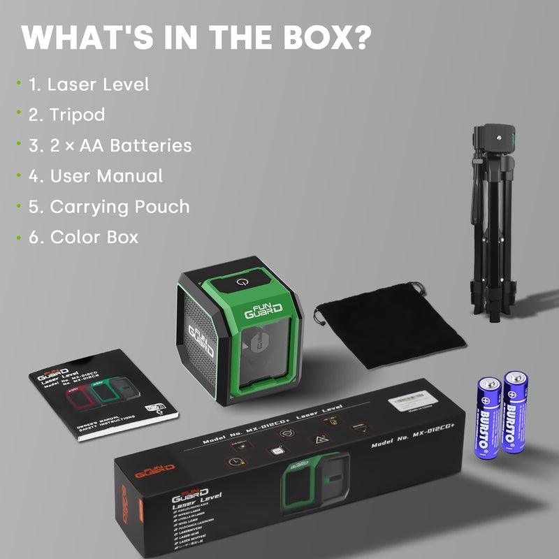 Green Laser Level with Adjustable Tripod Self-leveling& Manual Mode Horizontal and Vertical Lazer Level, 2xAA Batteries for Construction Home Decoration DIY etc. Green With Tripod