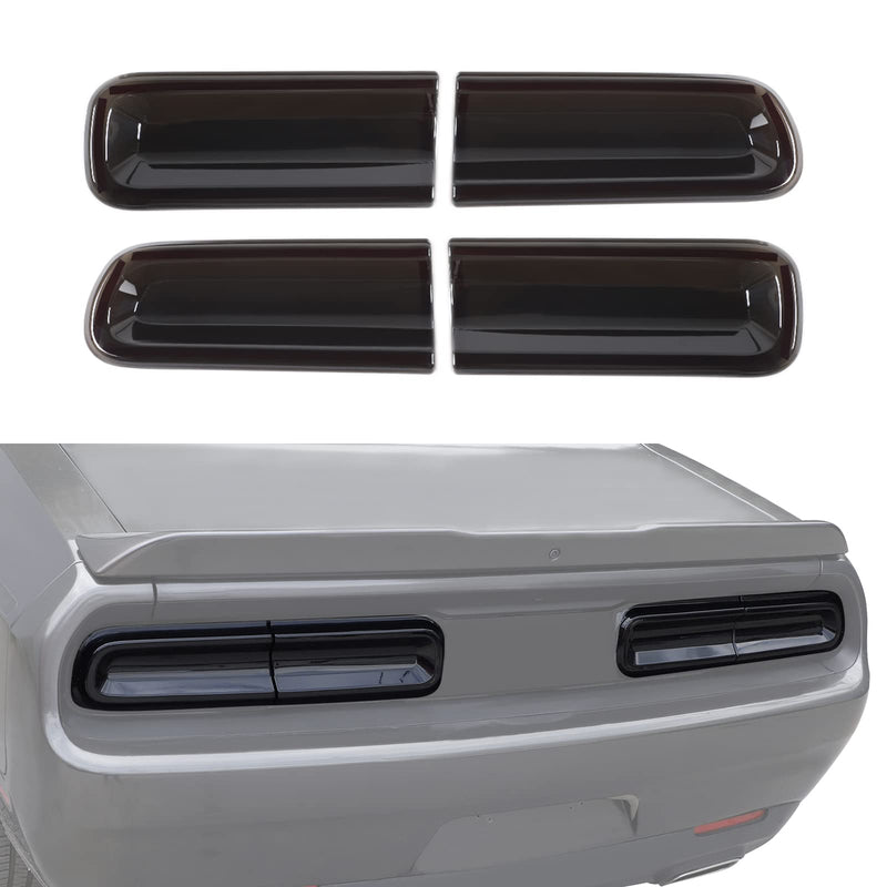 JeCar Smoked Tail Light Covers Rear Light Guards Exterior Accessories Compatible with Dodge Challenger 2015-2023 for Challenger 2015+